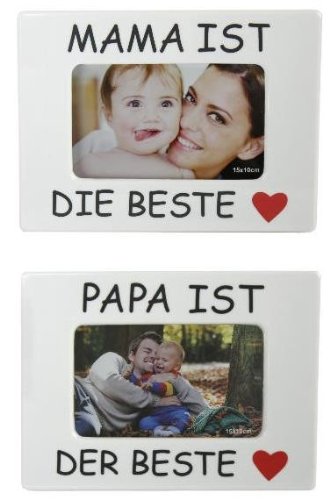 2er Set Fotorahmen Bilderrahmen Mama + Papa -