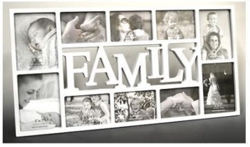 3D Family Fotorahmen Bilderrahmen Collage Bilder Rahmen Antik weiß schwarz (Family Weiß) -