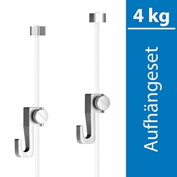 Aufhängeset 4kg – 2 Bilderhaken und 2 Perlonseil mit Gleiter für Bilderschienen Galerieschienen -