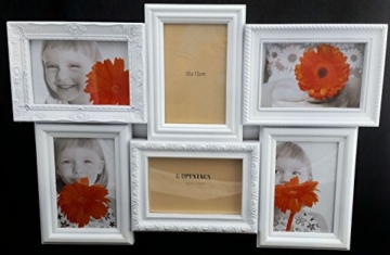 Bilderrahmen Antik Look in weiß – Multirahmen für 6 Bilder 10×15 cm – Galerie Collage Foto Rahmen -