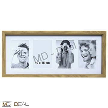 Bilderrahmen mit Holz Look hellbraun für 4 Bilder Foto Deko Bild Rahmen Galerie -