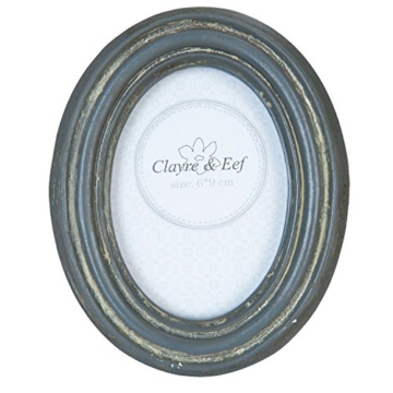 Clayre & Eef 2F0357 Bilderrahmen Fotorahmen oval grau ca. 10 x 12 cm Bildausschnitt ca. 6 x 9 cm -