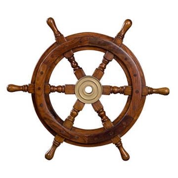 Dekoratives Steuerrad aus Holz mit Messingnabe. Von S bis L . Nautik Optik -