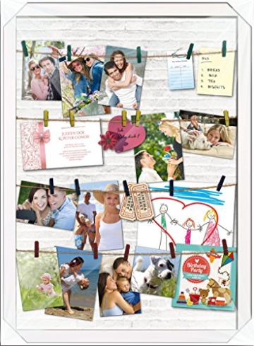empireposter 739308 Memo Collage Multishot Foto Rahmen Bilderrahmen aus weißem mit Leinen und Klammern -