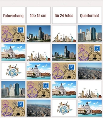 Fotogalerie Fotovorhang Fototaschen Fotohalter Fotowand Taschenvorhang mit 24 Taschen Fotos Querformat 10 x 15 -