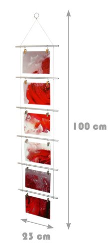 Fotoleiter für 6 Fotos 10 x 15 cm Foto Kartenhalter Fotohalter Kartenleiter Fotoleiter Leiter Strickleiter 23 x 100 cm -