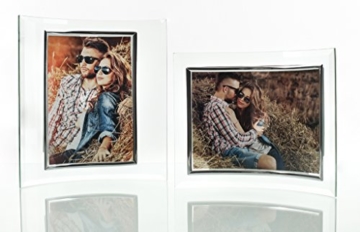 levandeo 2er Set Portraitrahmen aus Glas – geschwungene Rahmen für je 1 Foto 13x18cm – edles Glas Design – Bilderrahmen Aufsteller Fotorahmen -