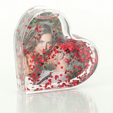 levandeo Bilderrahmen 96098 Fotoherz Fotokugel mit fliegenden roten Herzen – Glitzerkugel Schüttelherz Fotorahmen rotes Herz Love Herzform -