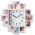 levandeo Fotouhr 40x40cm Wanduhr für 12 Fotos – Kunststoff weiß – Fotogalerie Bilderrahmen Bildergalerie Fotocollage Fotorahmen Uhr Bilderuhr -