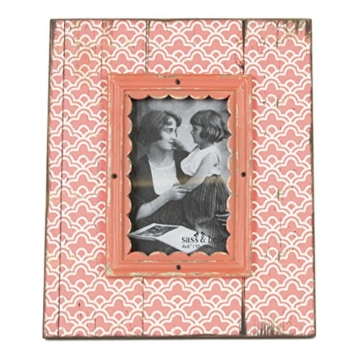 Sass & Belle Modern Morocco Fes Holz Bilderrahmen Photo Frame – Rosa Pink & Weiß White -