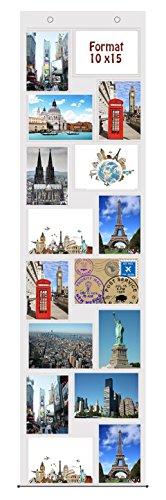 trendfinding® Fotovorhang 10 x 15 cm mit 16 Taschen Hochformat und Querformat Foto Bilder Postkarten Format Fotowand Fotogalerie Fototaschen Fotohalter Taschenvorhang Fotos -