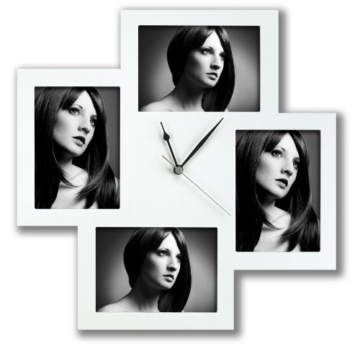 ZEP Bergamo Wanduhr mit Bilderrahmen f?r 4 Bilder je 13 x 18 cm -