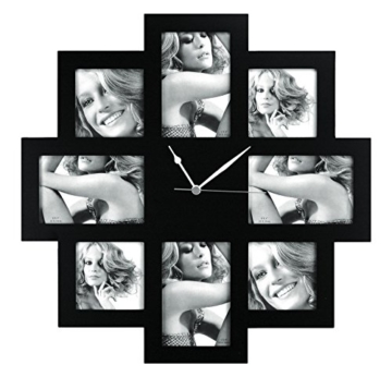 ZEP Taranto Wanduhr mit Bilderrahmen f?r 8 Bilder (4 Fotos mit 10x 15 cm und 4 Fotos mit 10 x 10 cm) -
